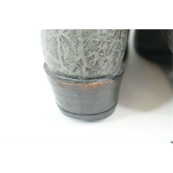 Double H Leather Cowboy Boots grey  cowgirl western sz. 7 embroidered pull on - Picture 11 of 14